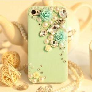 Mint Green Pearl Rose Iphone 4 4s Case Iphone 5..